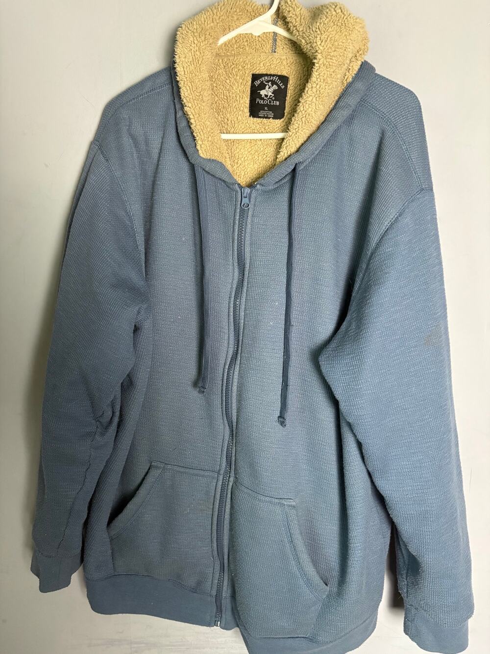 Beverly Hills Polo Club Sherpa Lined Full Zip Hoodie Size XL Gray